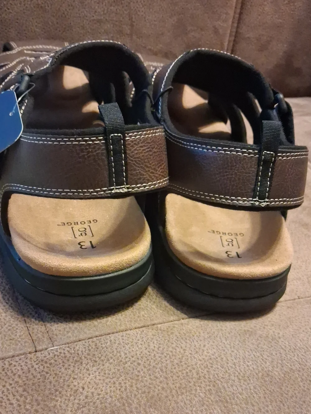 George Men’s Brown Comfort Closed-Toe Casual Sandals Size 13